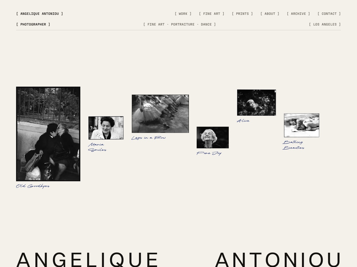 Angelique Antoniou fine art photography website homepage